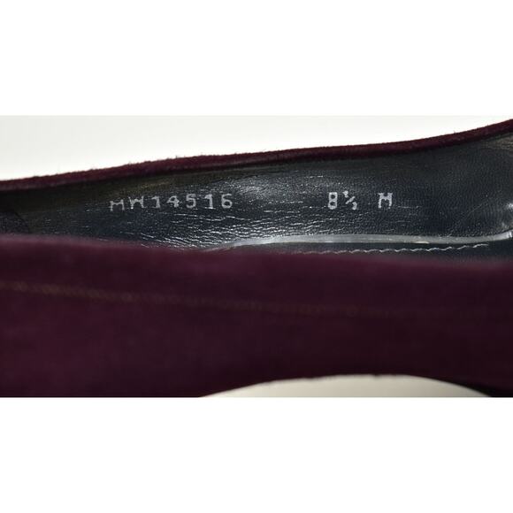 A5 Auth STUART WEITZMAN Logo Plainfield Bordeaux Suede Peep Toe Pumps Size 8.5 M - Picture 7 of 7